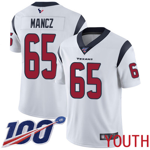Houston Texans Limited White Youth Greg Mancz Road Jersey NFL Football #65 100th Season Vapor Untouchable->youth nfl jersey->Youth Jersey